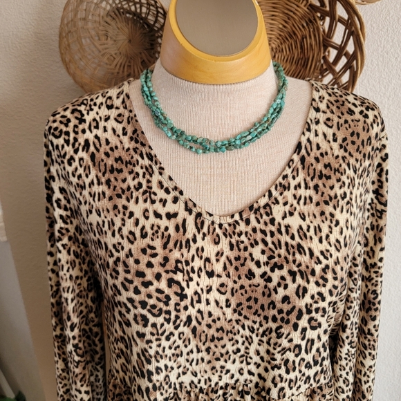 Leopard Print Long Sleeve Dress Sz XL - Picture 2 of 8